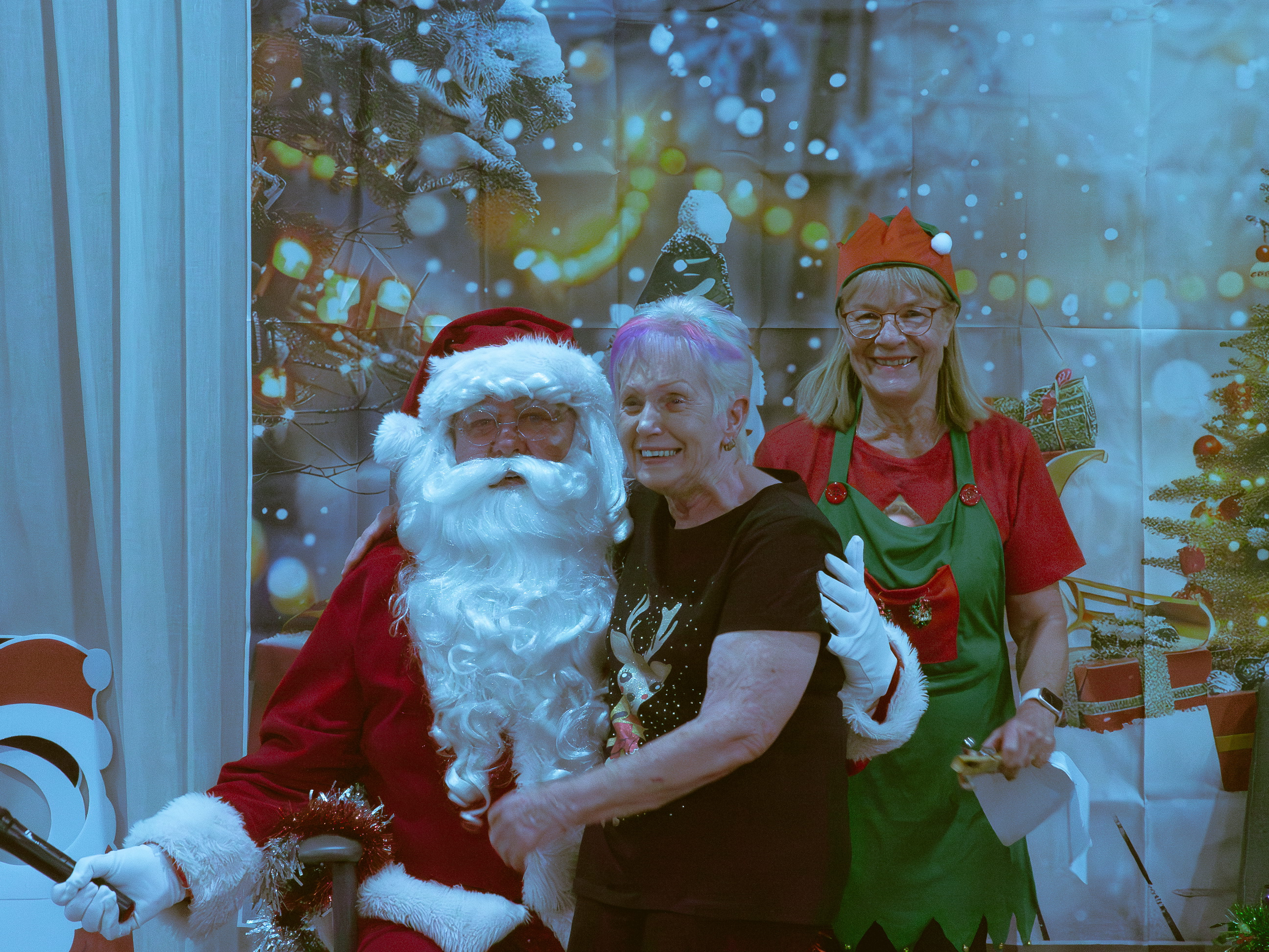 Santa, Doreen, and Helpful Elf Rose
